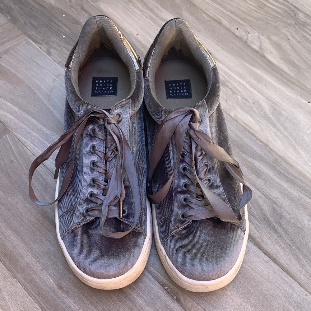 White House Black Market Gray Velvet Sneakers